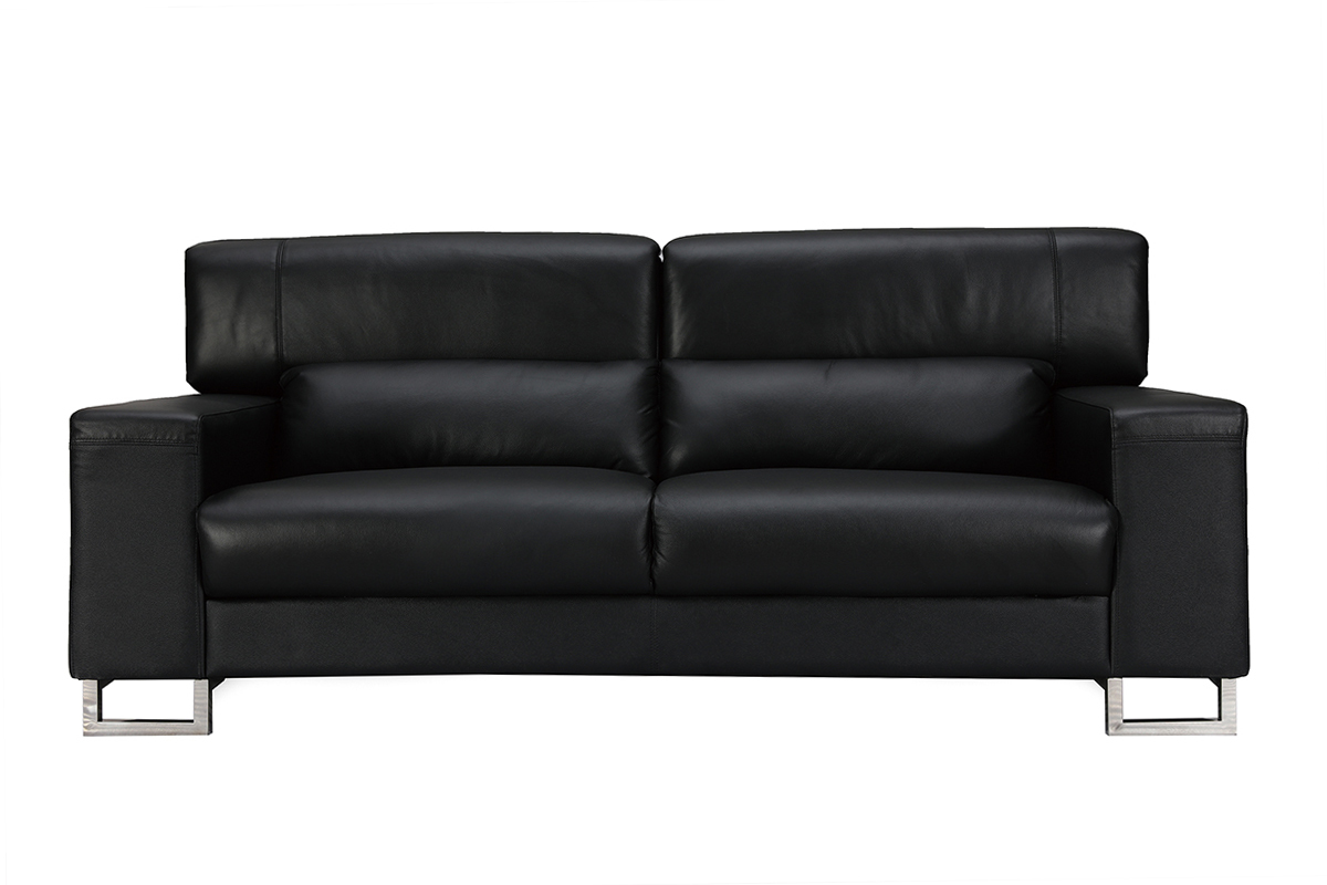 Canap cuir design noir trois places ttires relax noir ARIZONA - Cuir de vachette