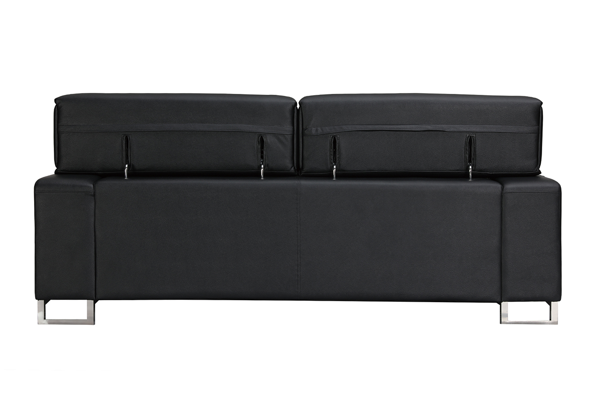 Canap cuir design noir trois places ttires relax noir ARIZONA - Cuir de vachette