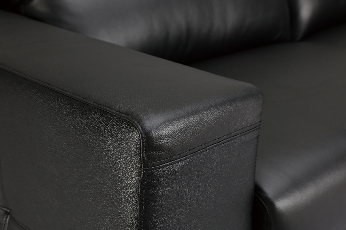 Canap cuir design noir trois places ttires relax noir ARIZONA - Cuir de vachette