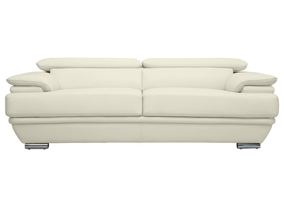 Canap&eacute; cuir design trois places avec t&ecirc;ti&egrave;res ajustables blanc EWING - cuir de buffle