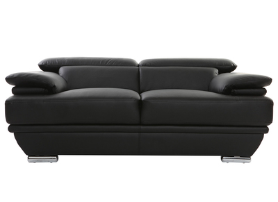 Canapé cuir noir et acier chromé avec têtières ajustables 2 places EWING