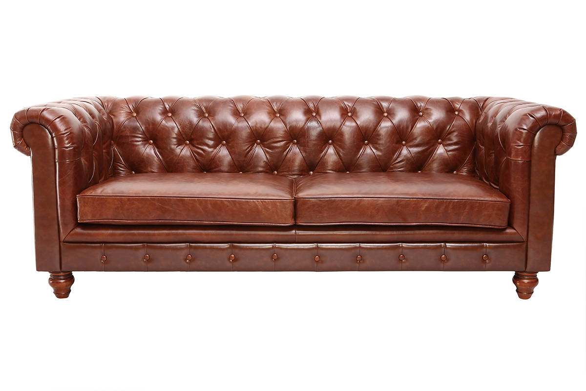 Canap� cuir vintage 3 places CHESTERFIELD - cuir de buffle