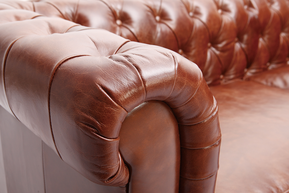 Canap� cuir vintage 3 places CHESTERFIELD - cuir de buffle