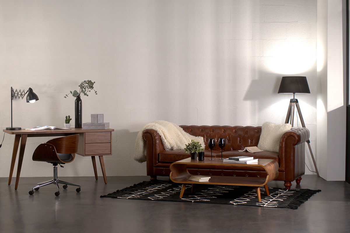 Canap� cuir vintage 3 places CHESTERFIELD - cuir de buffle