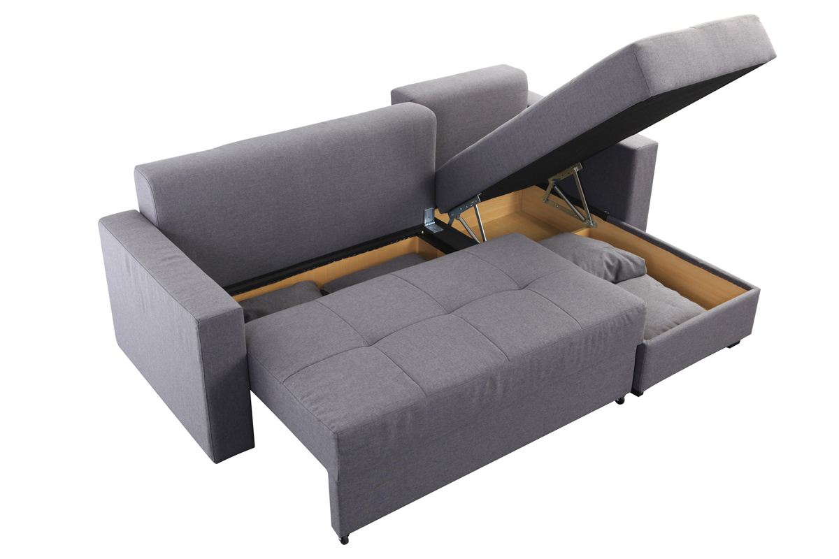 Canap� d'angle convertible gris (angle droit) HALVIN