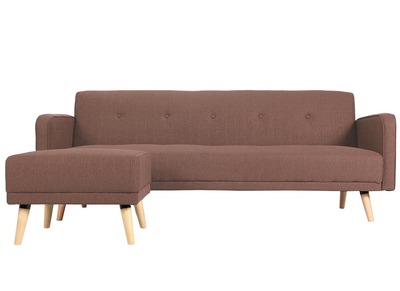 Canap&eacute; d'angle convertible r&eacute;versible scandinave camel ULLA