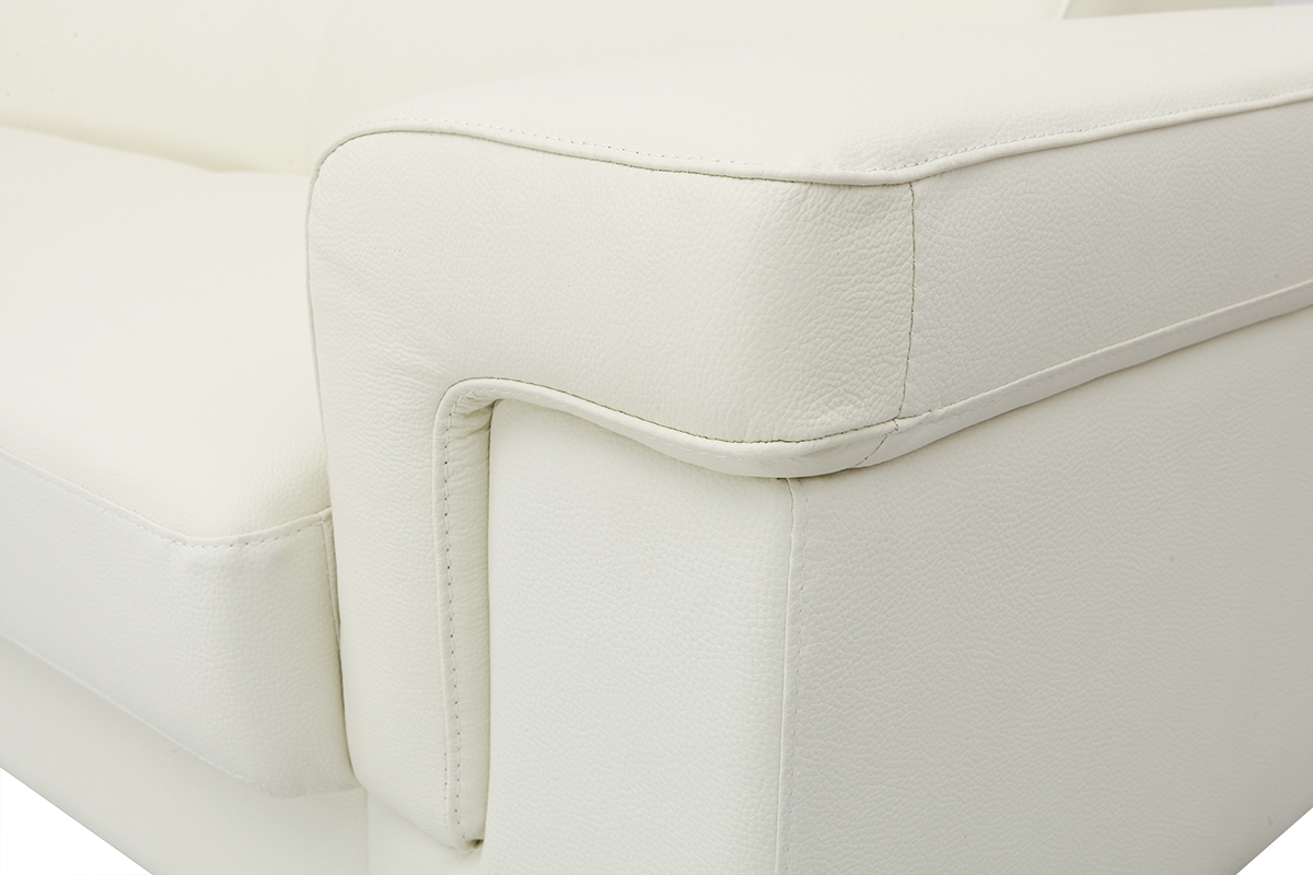 Canap d'angle cuir avec coffre et ttires ajustables blanc cass FRANKLIN - cuir de buffle