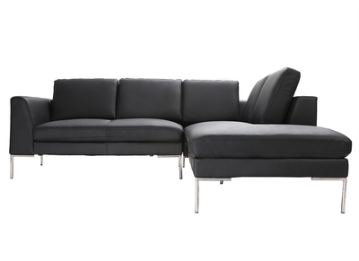 Canap&eacute; d'angle design 5 places cuir noir  (angle droit)  OXFORD