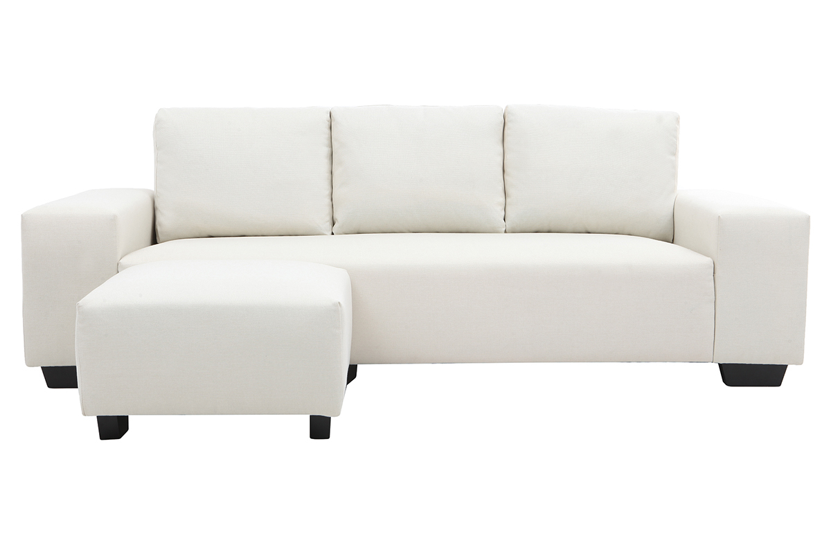Canap� d'angle design tissu blanc cass� 3 places DEAUVILLE