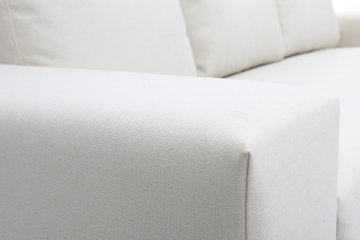 Canap� d'angle design tissu blanc cass� 3 places DEAUVILLE