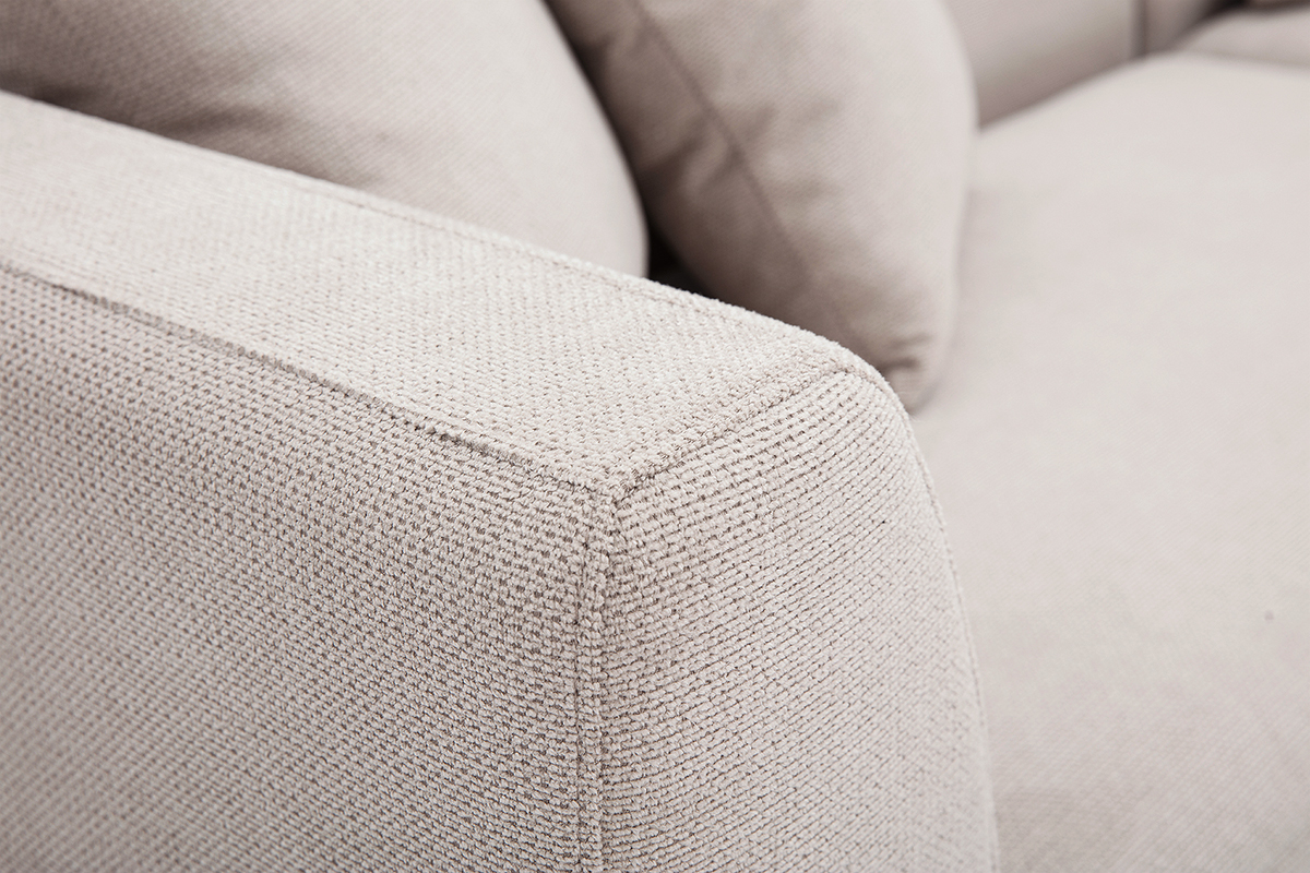 Canap� d'angle droit 4 places en tissu chenille beige et m�tal noir IVAR