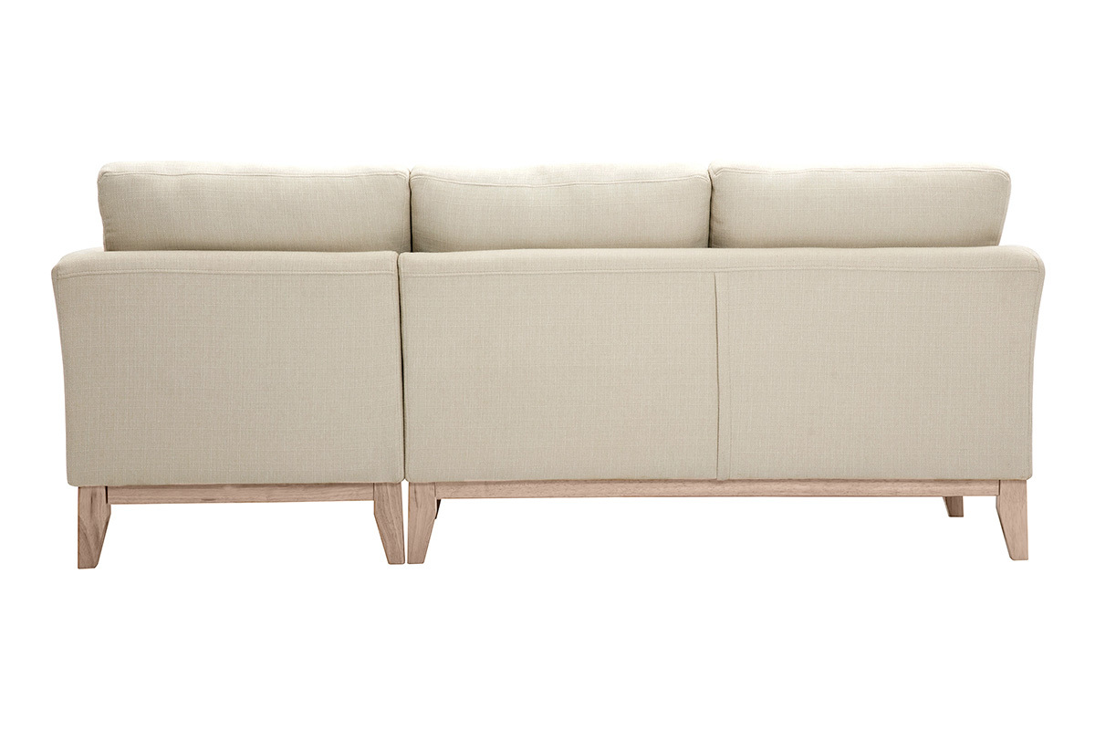 Canap d'angle droit dhoussable 4 places en tissu beige et bois clair OSLO