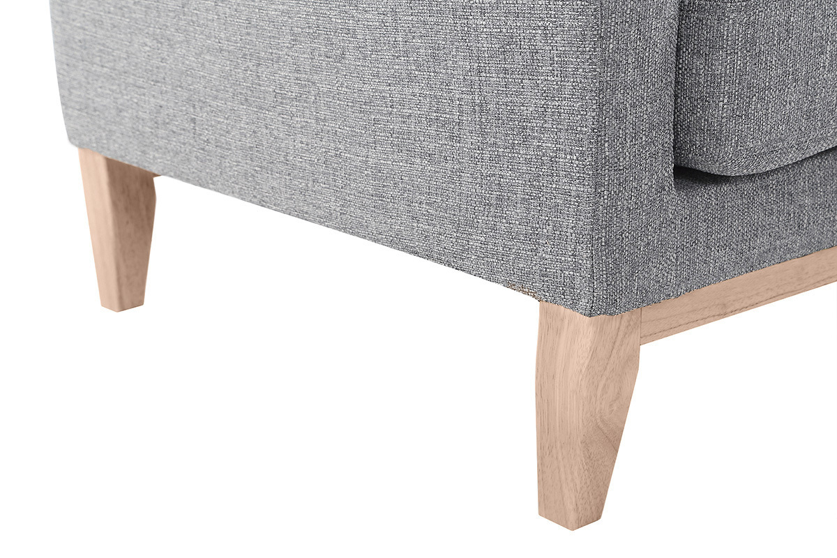 Canap d'angle droit dhoussable scandinave 4 places en tissu gris clair et bois clair OSLO