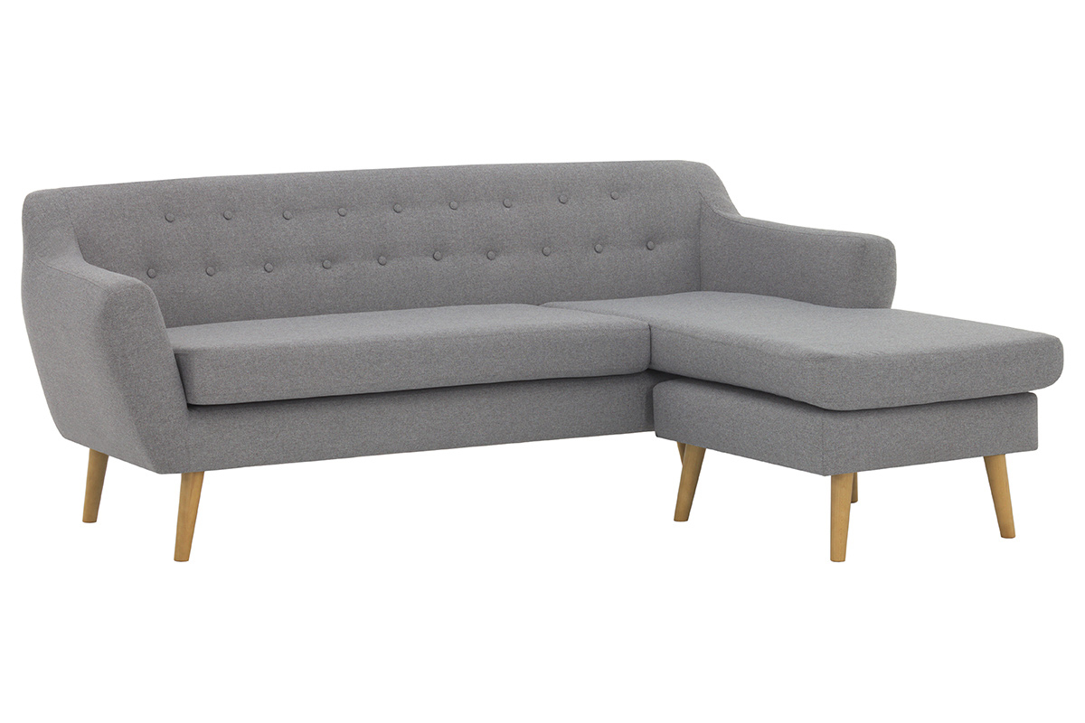 Canap d'angle droit design 3 places gris clair LOFA