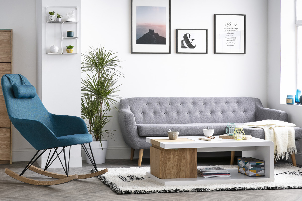 Canap d'angle droit design 3 places gris clair LOFA