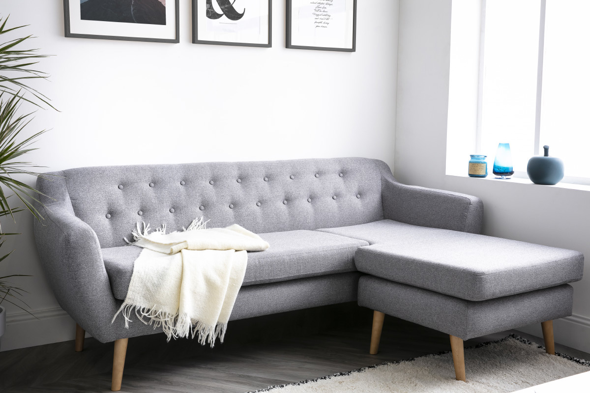 Canap d'angle droit design 3 places gris clair LOFA