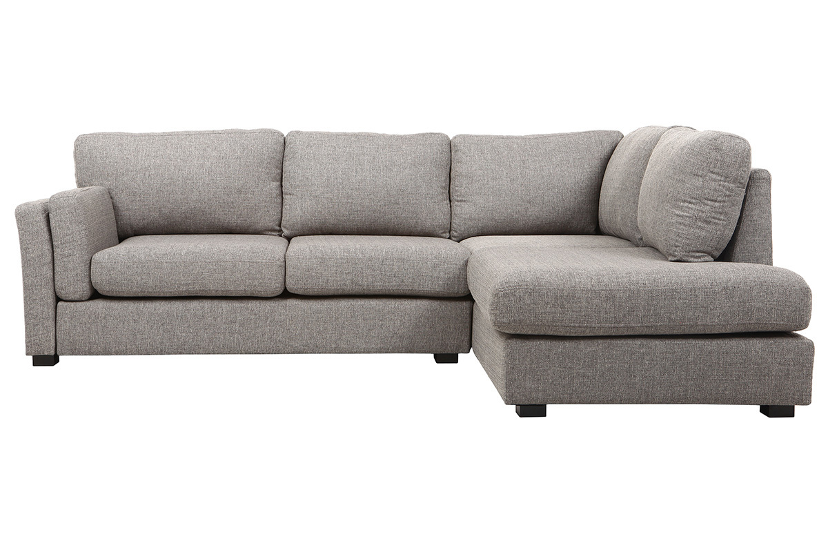 Canap� d'angle droit design 5 places tissu gris MILORD