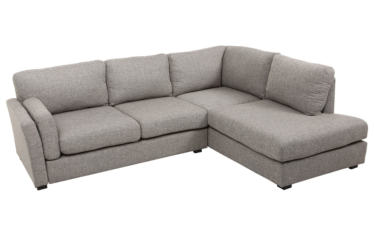 Canap� d'angle droit design 5 places tissu gris MILORD