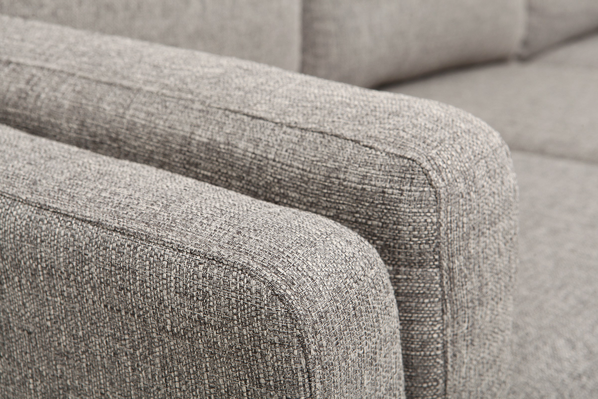 Canap� d'angle droit design 5 places tissu gris MILORD