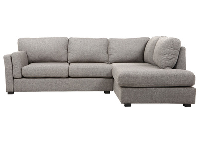 Canap&eacute; d'angle droit design 5 places tissu gris MILORD
