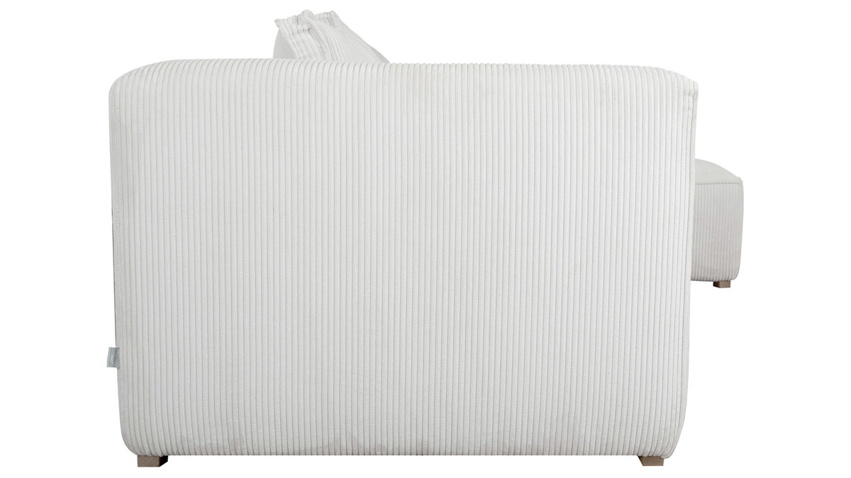 Canap d'angle droit design en tissu velours ctel cru 3-4 places PANAM