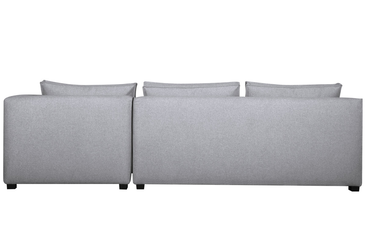 Canap d'angle droit modulable avec chauffeuse double en tissu gris clair PLURIEL