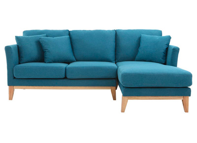 Canap&eacute; d'angle droit scandinave bleu canard d&eacute;houssable OSLO