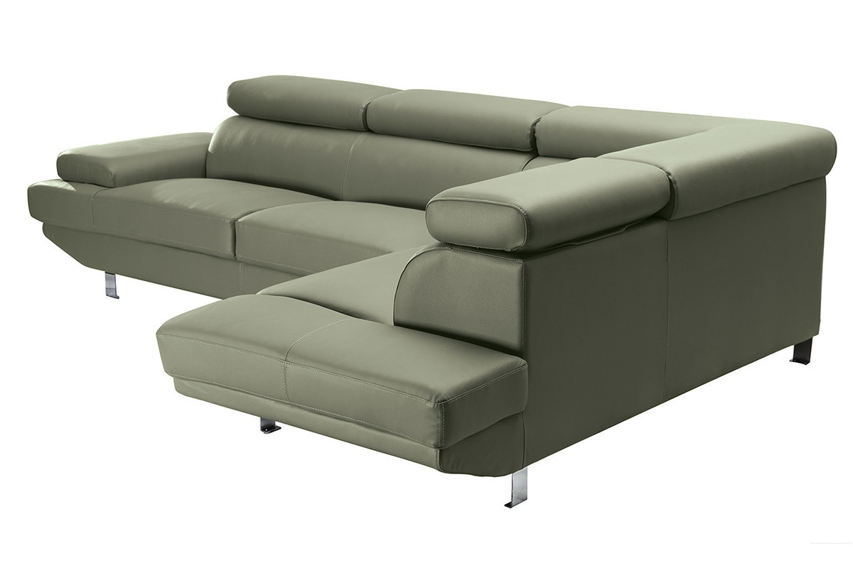 Canap� d'angle en cuir argile avec t�ti�res ajustables JENKINS - cuir de buffle