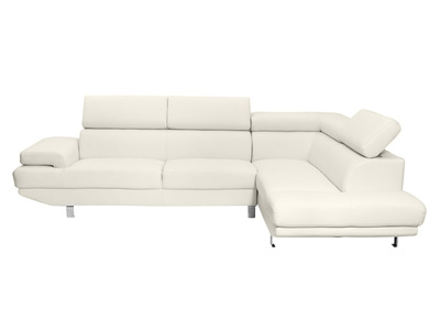 Canap&eacute; d'angle en cuir cr&ecirc;me avec t&ecirc;ti&egrave;res ajustables JENKINS - cuir de buffle