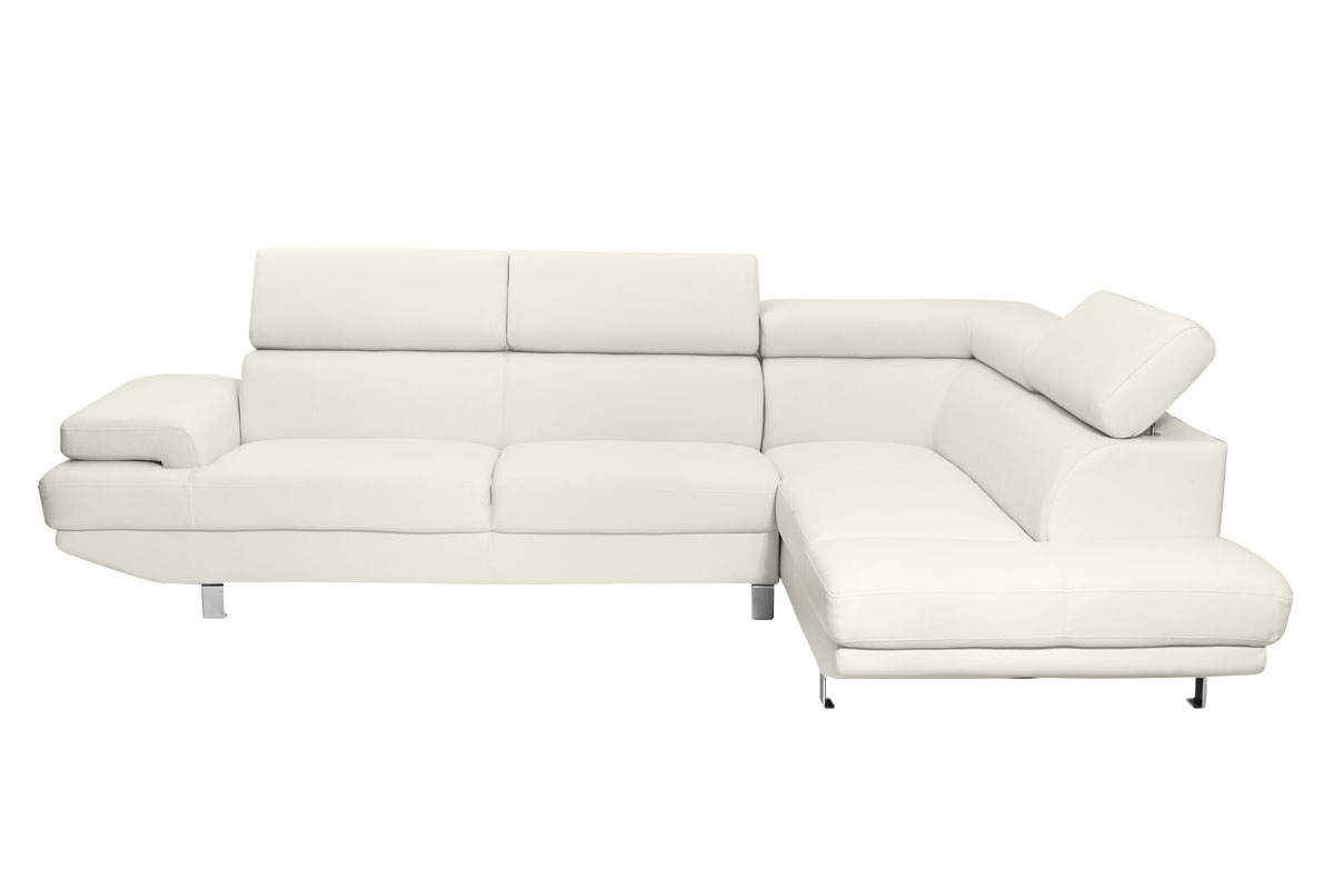 Canap� d'angle en cuir de buffle blanc cass� avec t�ti�res ajustables JENKINS