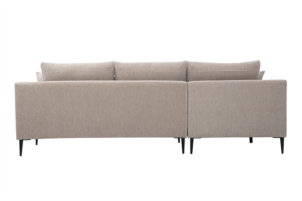 Canap� d'angle gauche 3 places en tissu effet velours taupe et m�tal noir JERRY