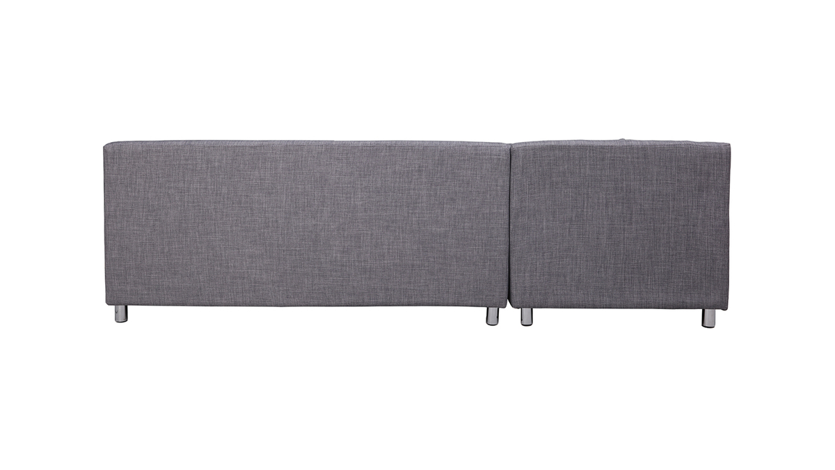 Canap d'angle gauche convertible avec coffre 3 places en tissu gris et acier chrom MIAMI