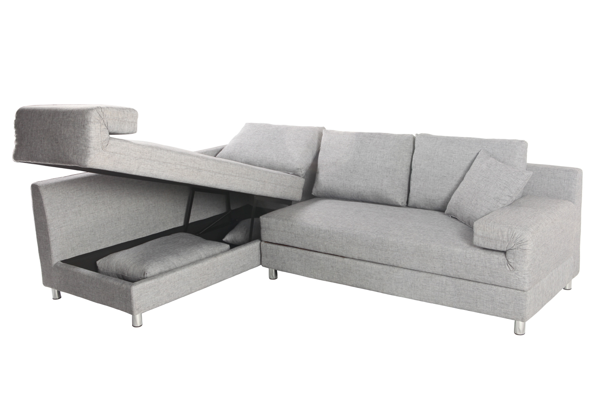 Canap� d'angle gauche convertible gris CHICAGO