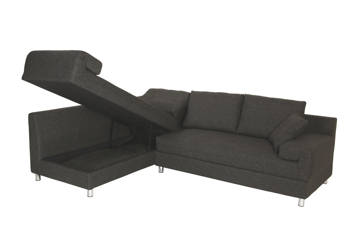 Canap� d'angle gauche convertible noir CHICAGO