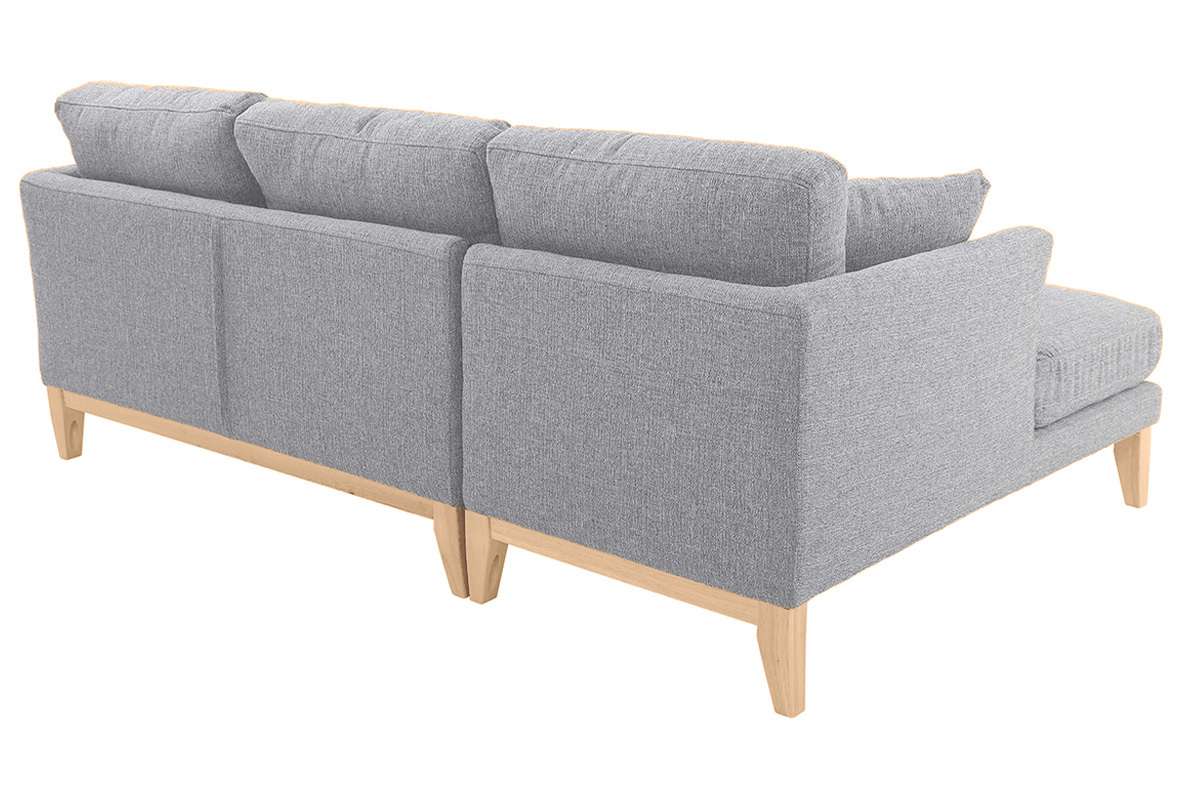 Canap d'angle gauche dhoussable scandinave 3-4 places en tissu gris clair et bois clair OSLO