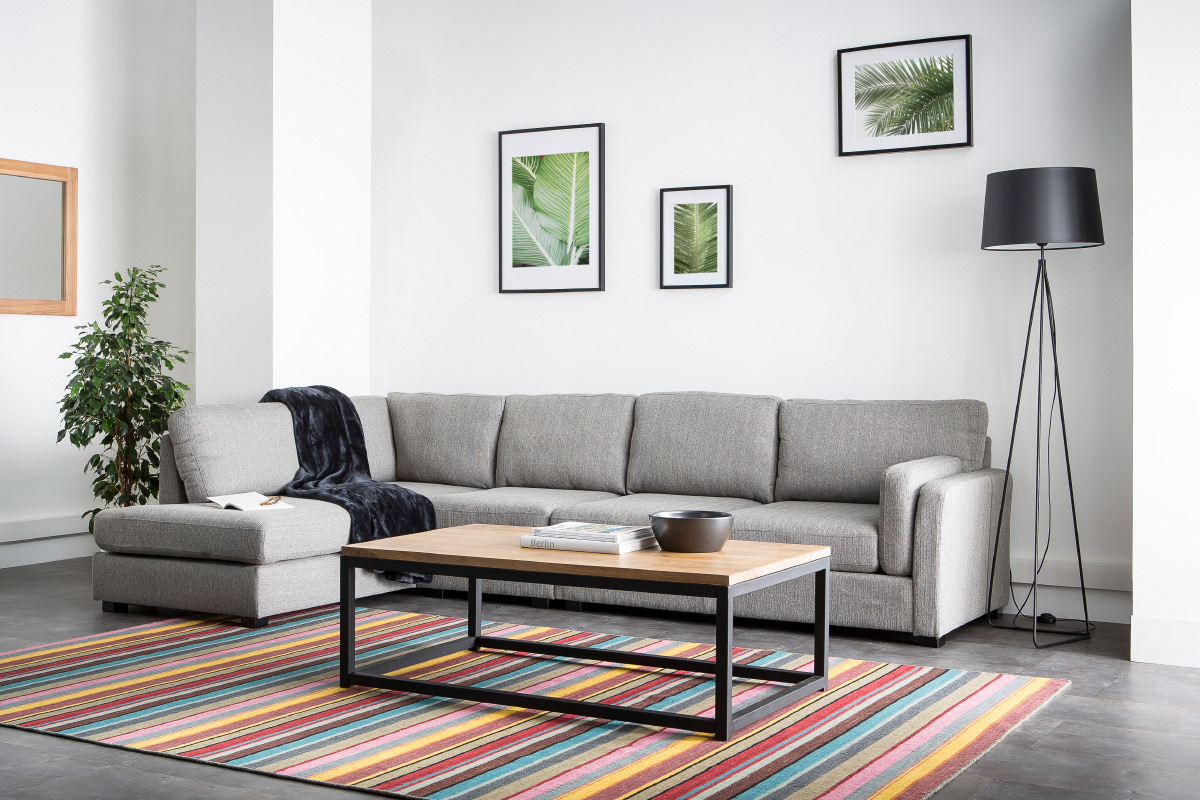 Canap� d'angle gauche design 6 places gris clair MILORD