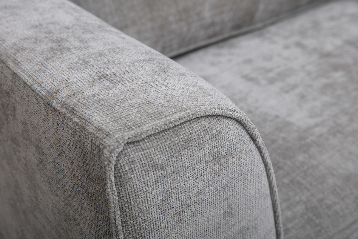 Canap� d'angle gauche design en tissu effet velours textur� gris 3 places GRAMMY