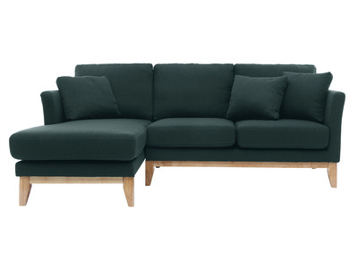 Canap&eacute; d'angle gauche scandinave en tissu gris fonc&eacute; d&eacute;houssable OSLO