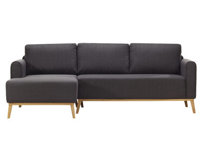 Canap&eacute; d'angle gauche scandinave gris anthracite HALDEN