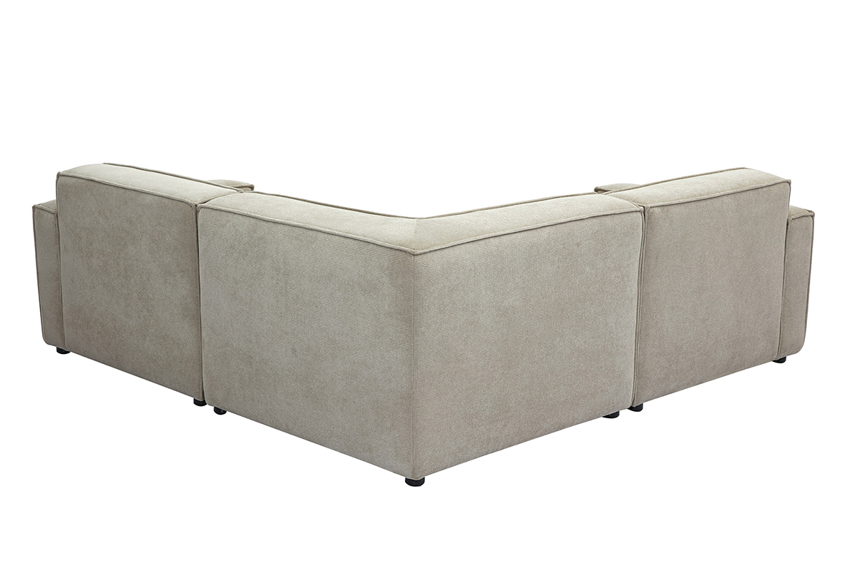 Canap d'angle modulable 3 places en tissu effet velours textur beige SPLIT