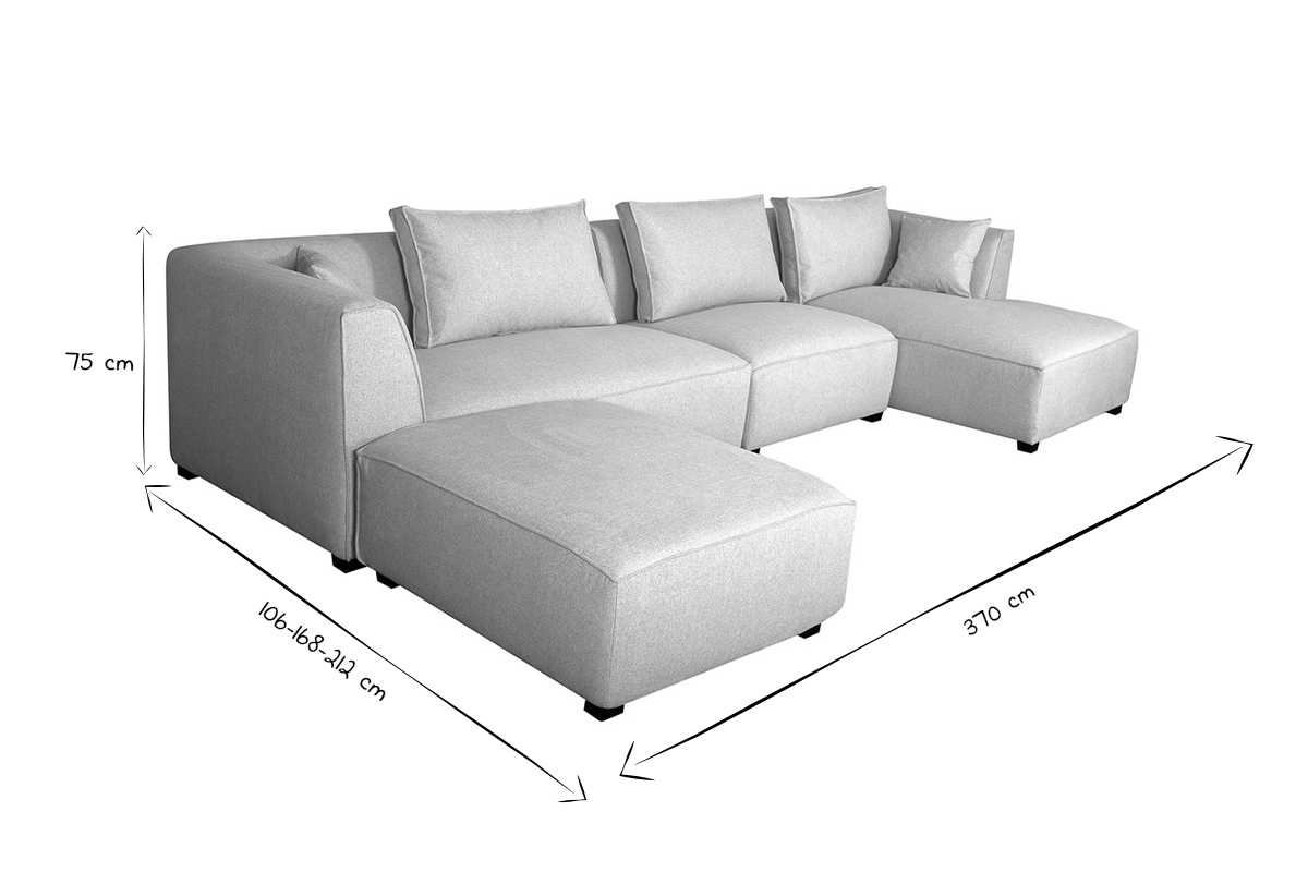 Canap d'angle modulable 4 lments en tissu beige naturel PLURIEL