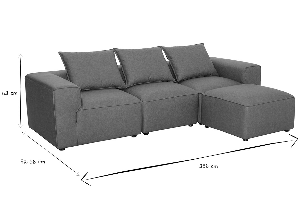 Canap� d'angle modulable 4 places en cuir marron FERGUS