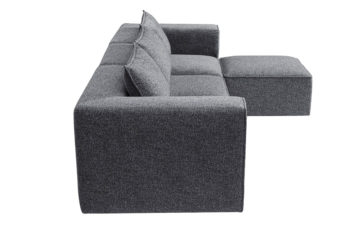 Canap d'angle modulable 4 places en tissu chin gris fonc KERRY