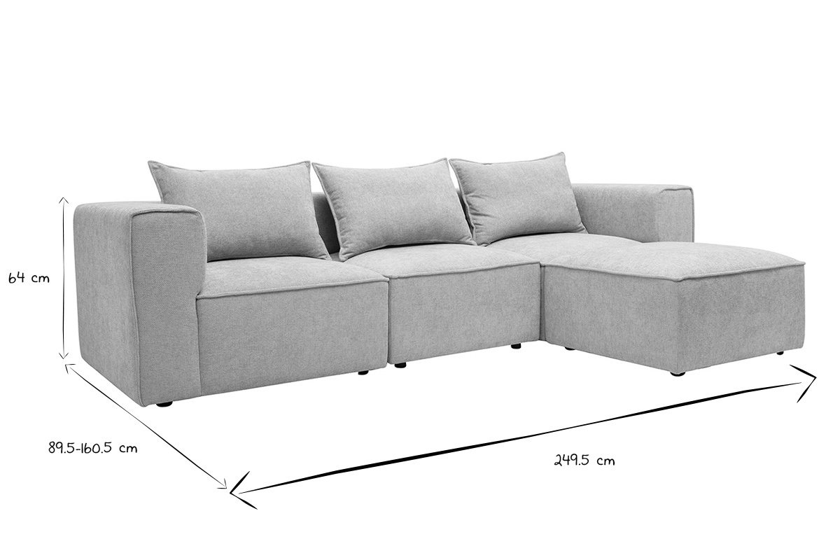 Canap� d'angle modulable 4 places en tissu effet velours textur� beige KERRY