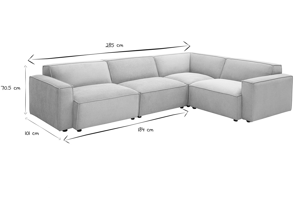 Canap d'angle modulable 5 places en tissu effet velours textur beige SPLIT