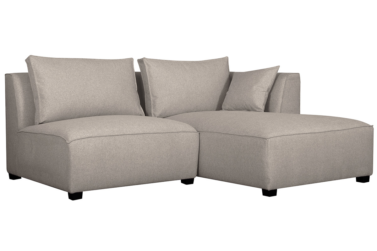 Canap d'angle modulable beige 2 lments en tissu beige naturel PLURIEL