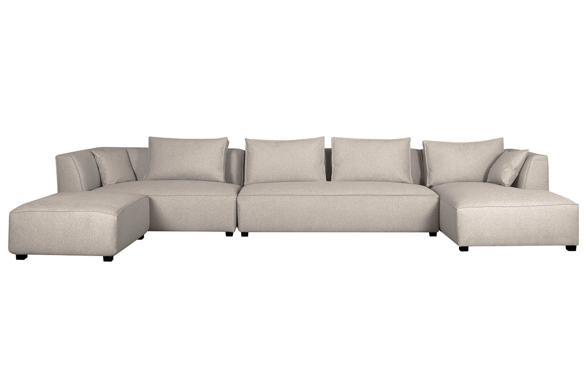 Canap d'angle modulable grand format 4 lments beige naturel PLURIEL