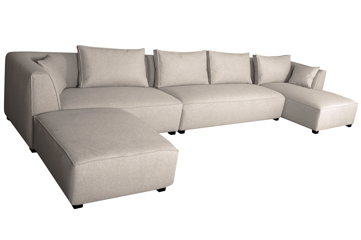 Canap d'angle modulable grand format 4 lments beige naturel PLURIEL