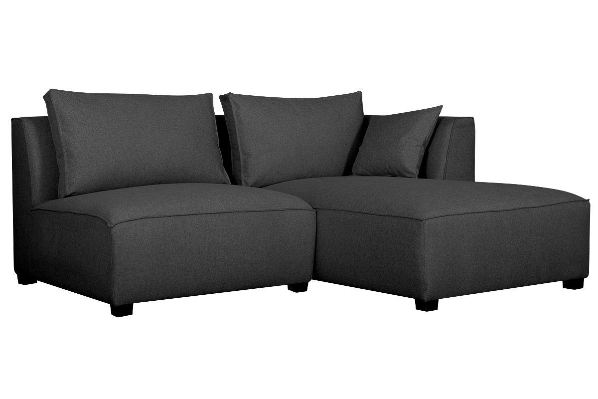 Canap d'angle modulable gris anthracite 2 lments en tissu gris anthracite PLURIEL