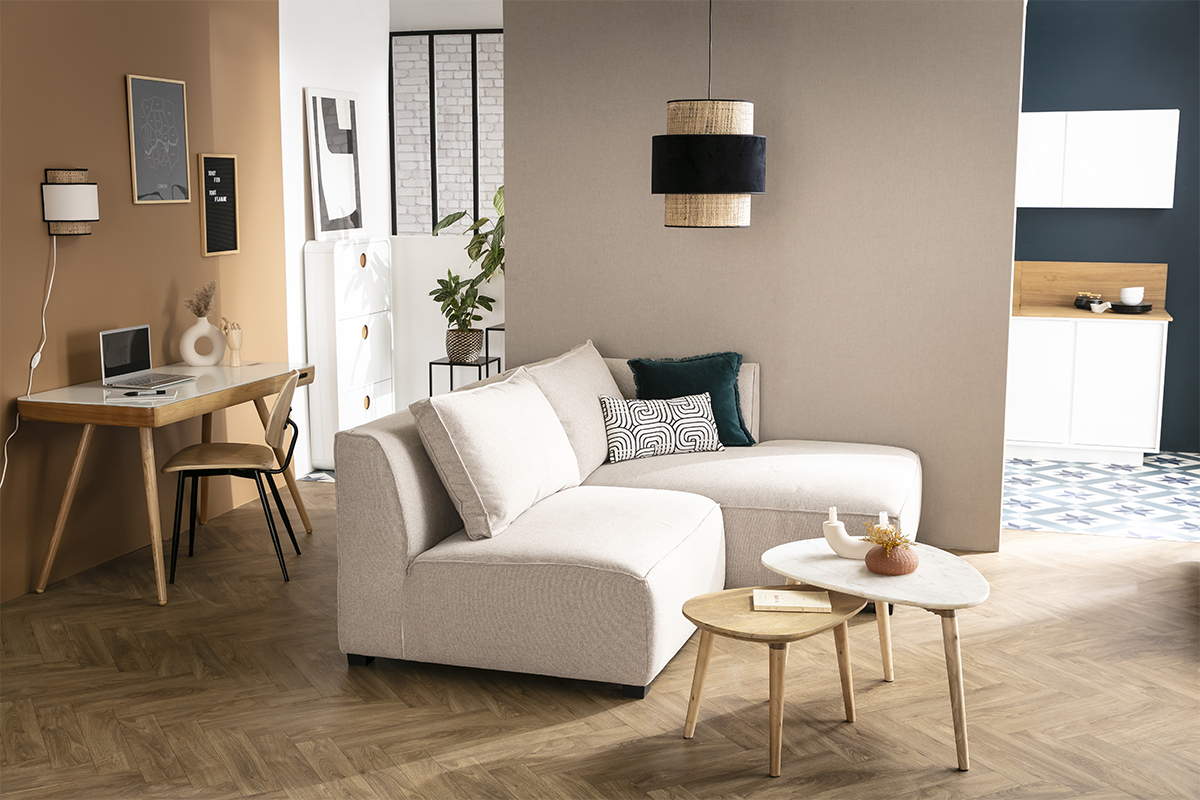 Canap d'angle modulable gris anthracite 2 lments en tissu gris anthracite PLURIEL